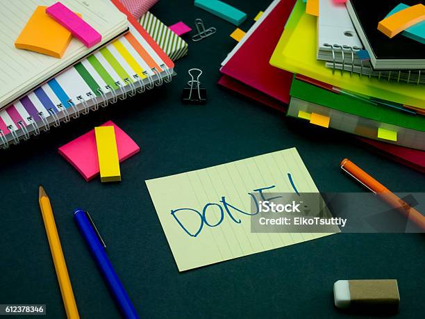 Somebody Left The Message On Your Working Desk Done Stock Photo - Download Image Now