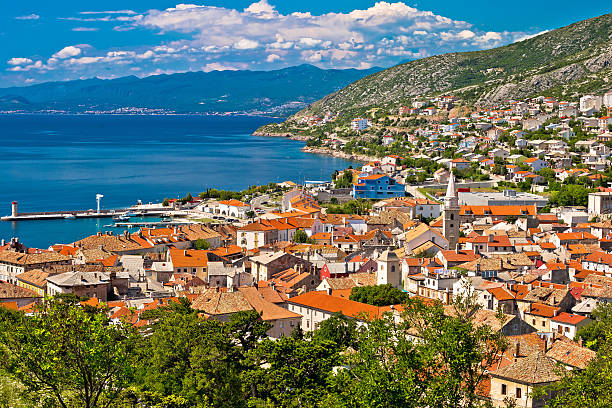 istock Town of Senj seafront aerial view 612379926