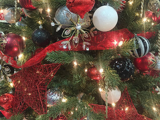 istock Close up of Christmas tree ornaments 612382296