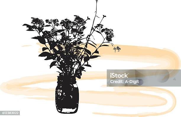 Wild Flower Vase Vector Silhouette Stock Illustration - Download Image Now - Black Color, Vase, Wildflower