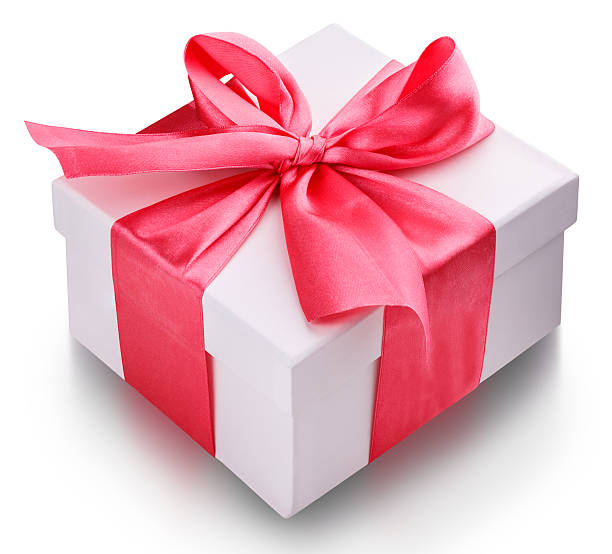 istock white gift box with pink  ribbon and bow clipping path 612383622