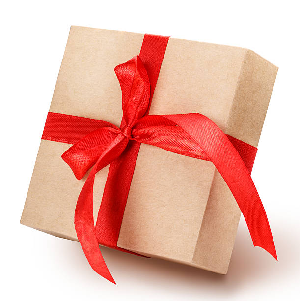 istock gift box with a red  ribbon and bow clipping path 612384488