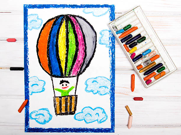 istock colorful drawing: hot air balloon 612385960