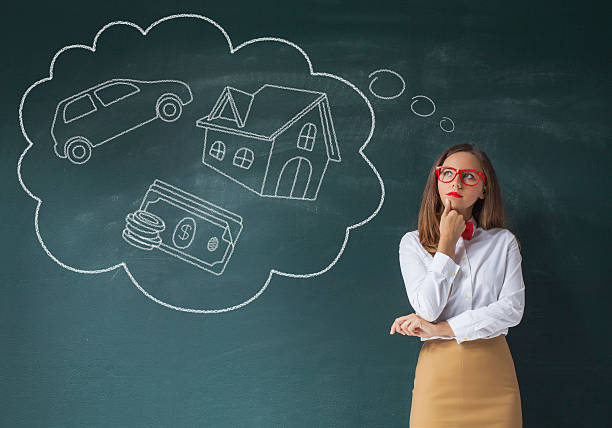 istock Young woman with her dreams 612387144
