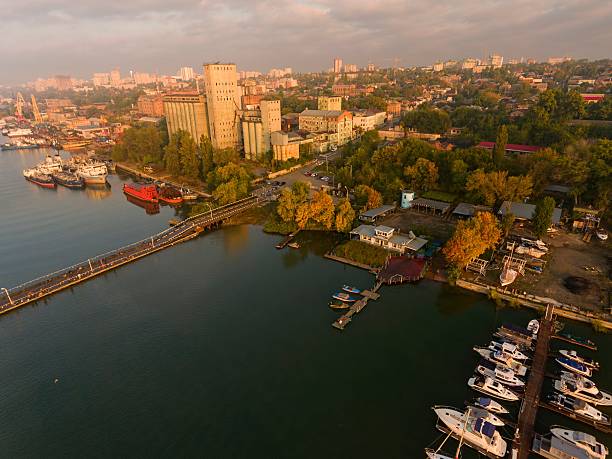istock Aerial view above the Rostov-on-Don dockyard 612388116