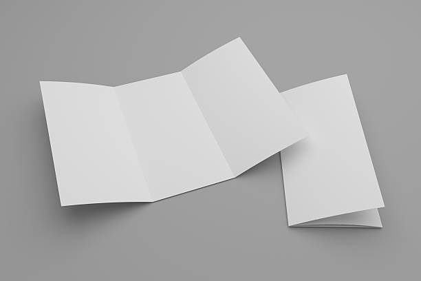 istock Opened 3d illustration tri-fold brochure mock-up and cover 612389536