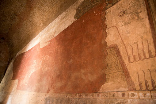 Fresco of a reclining BUDDHA from the Konbaung period insid ethe SULAMANI TEMPLE built in 1183 by Narapatisithu - BAGAN, MYANMAR