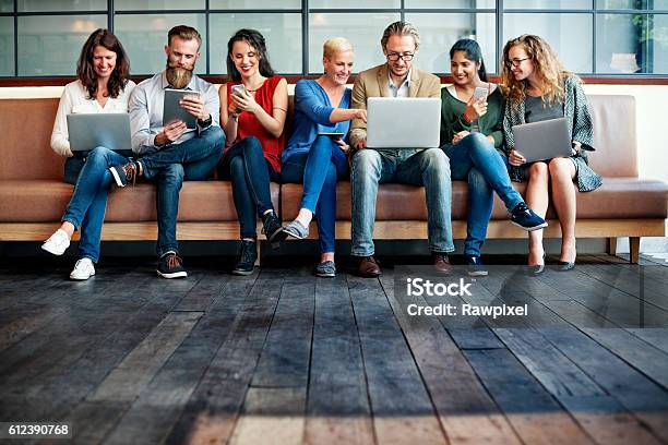 People Friendship Brainstorming Devices Techcnology Concept Stock Photo - Download Image Now