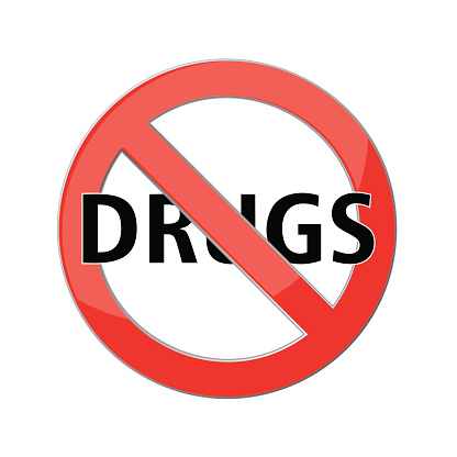 no drugs sign Red prohibition sign. Stop symbol. Vector