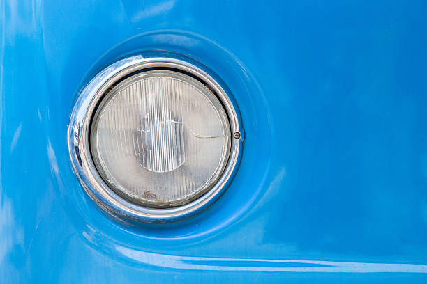 Headlights of vintage car.