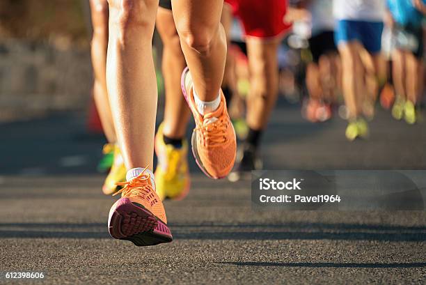 Marathon Running Race Stock Photo - Download Image Now - Marathon, Running, Jogging