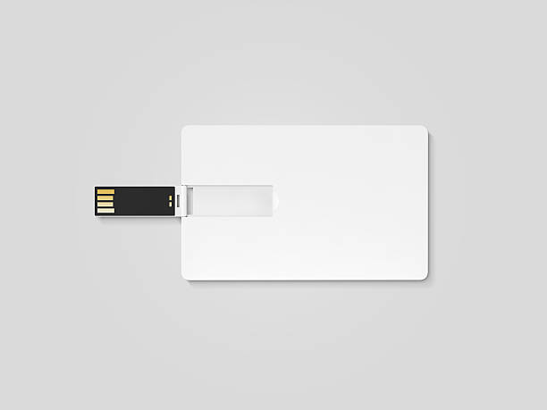 istock Blank white plastic wafer usb card design mockup, clipping path, 612399452