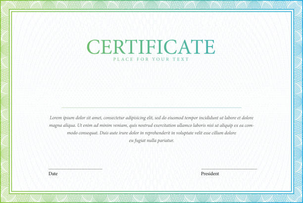ilustrações, clipart, desenhos animados e ícones de modelo de certificado e de diplomas. - certificate frame diploma guilloche