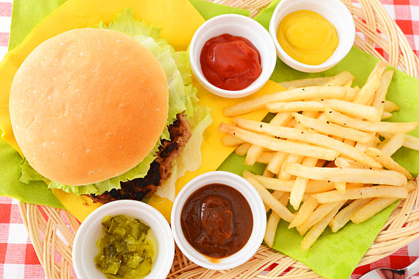 istock Hamburger with french fries 612400138