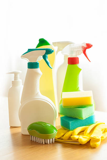 istock cleaning items household spray brush sponge glove 612400318