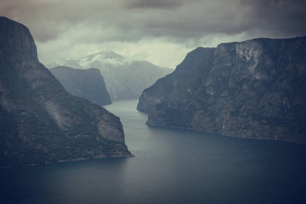 istock Aurland fjord from Stegastein view point, Norway 612400636