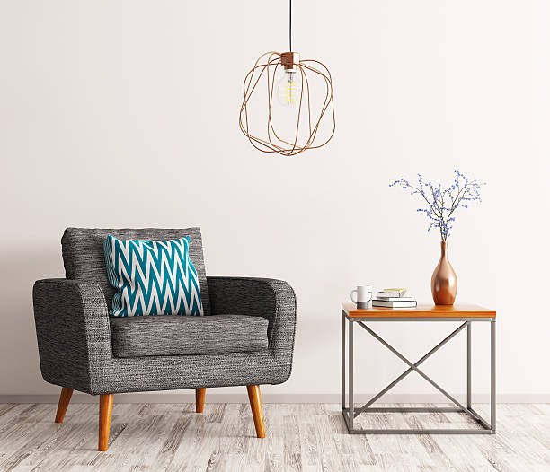 istock Interior with armchair and coffee table 3d rendering 612402506