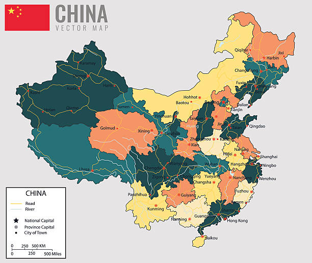 карта китая с провинциями. все территории являются выборными. вектор - shaanxi province illustrations stock illustrations