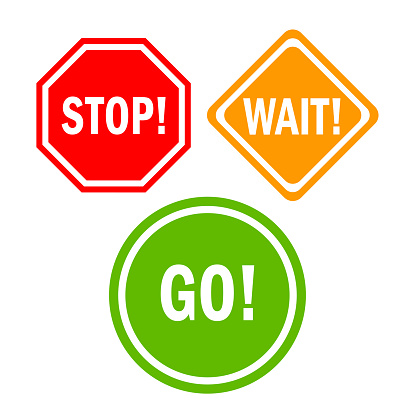 Stop wait and go signs set