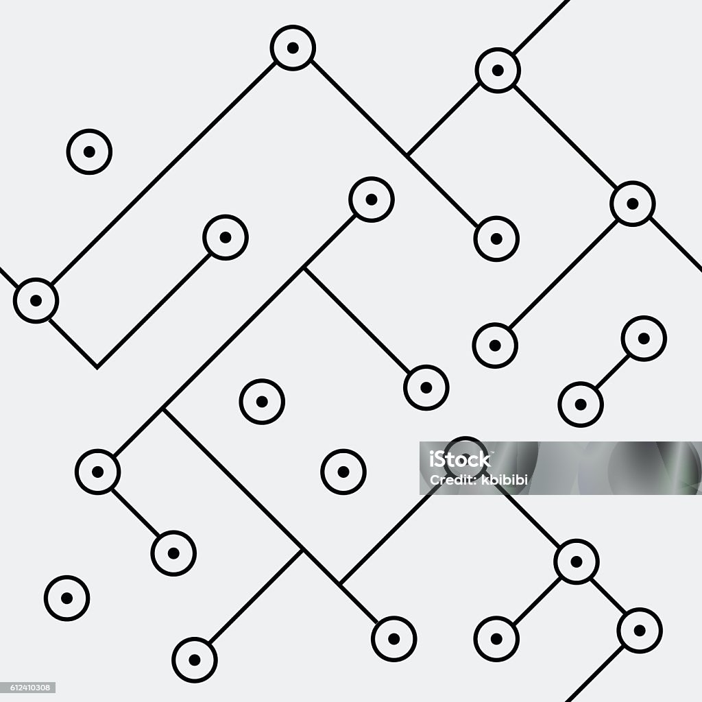 Simple Microchip Pattern Black And White Geometric Minimal Pattern Microchip Rounds Or Dots ...
