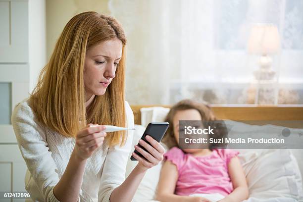 Sick Child With High Fever Stock Photo - Download Image Now - Illness, Child, Mother