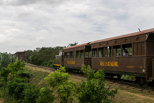 trinidad, Сuba - January 21, 2016: People are travelling with train between iznaga and trinidad cuba