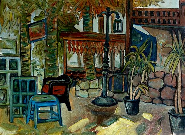istock Oil painting cozy Oriental street 612417108
