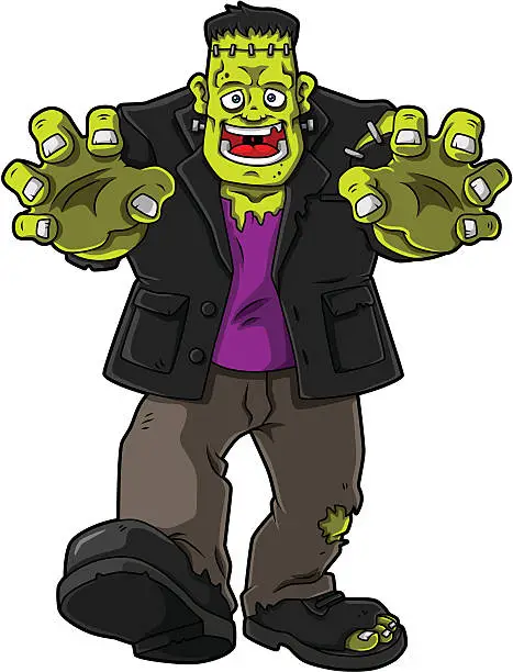 Vector illustration of Smiling Green Zombie Monster