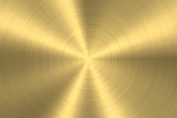 gold hintergrund - kreisförmige gebürstete metall textur - metall oberfläche stock-grafiken, -clipart, -cartoons und -symbole