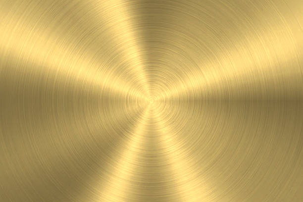 latar belakang emas - circular brushed metal texture - emas logam ilustrasi stok
