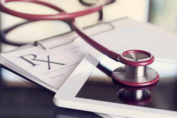 istock Medical equipment on table 612480216