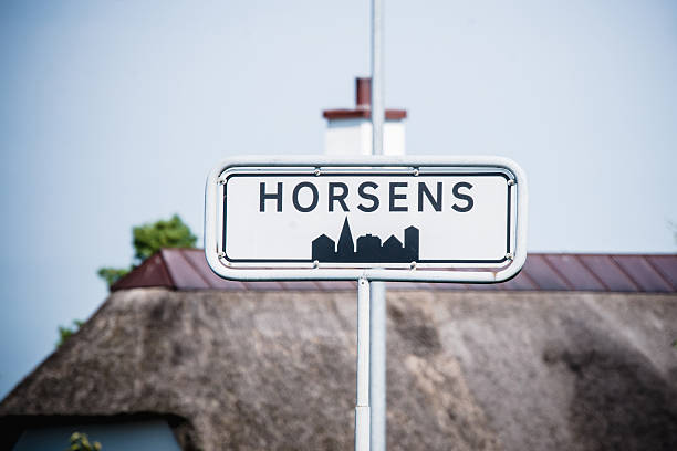 Horsens city sign in Jylland stock photo