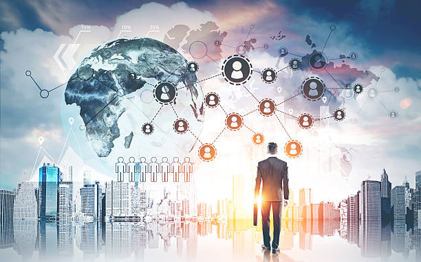 istock Businessman and globe sketch 612483806