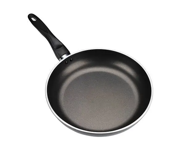 Photo of frying pan isolated on white background