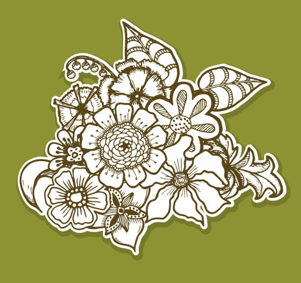 illustrations, cliparts, dessins animés et icônes de motif floral orné avec des fleurs. doodle sharpie fond. modèle pour - sharpie