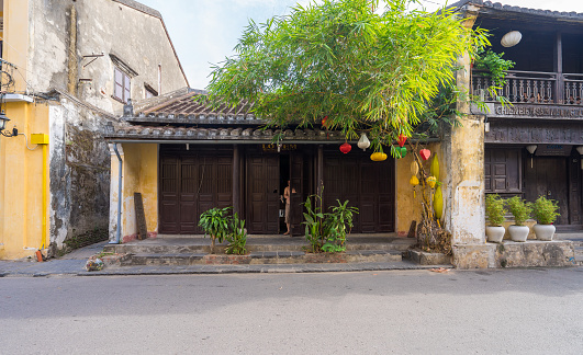 Hoian, Vietnam - May 25, 2016: Old houses in Hoi An ancient town, UNESCO world heritage. Hoi An is one of the most popular destinations in Vietnam