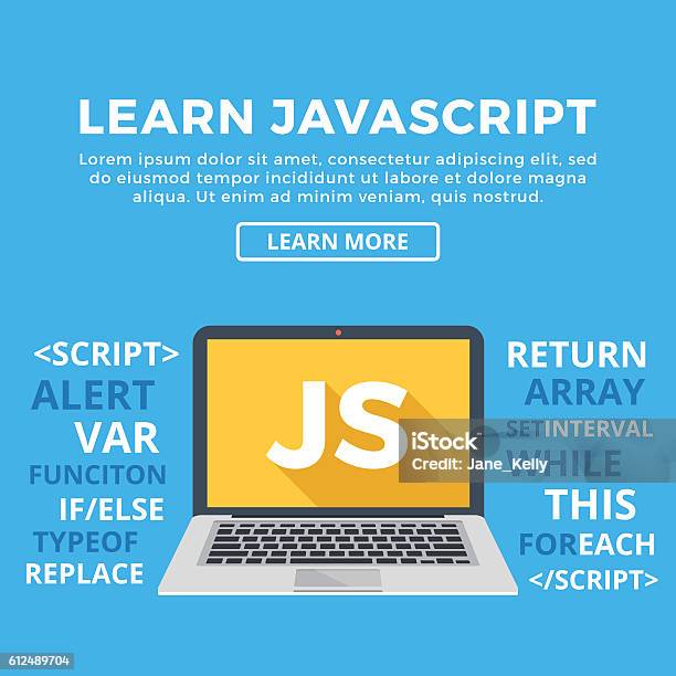 Laptop With Js Word Learn Javascript Web Development Programming Coding ...