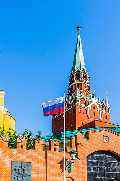 istock Trinity tower of Moscow Kremlin, Russian flag 612489872