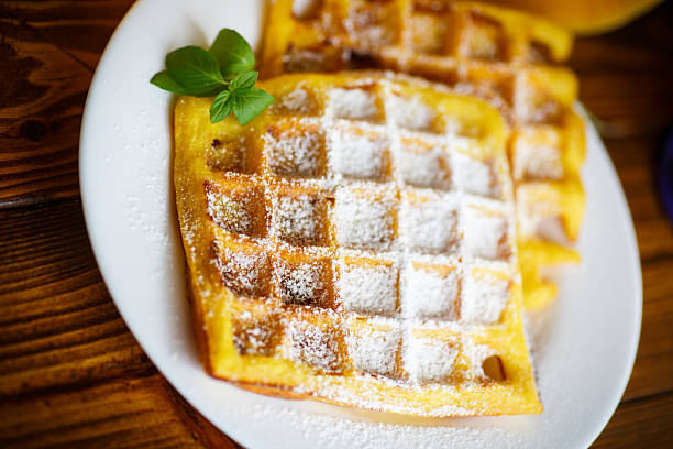 istock sweet pumpkin waffles on the plate 612490734