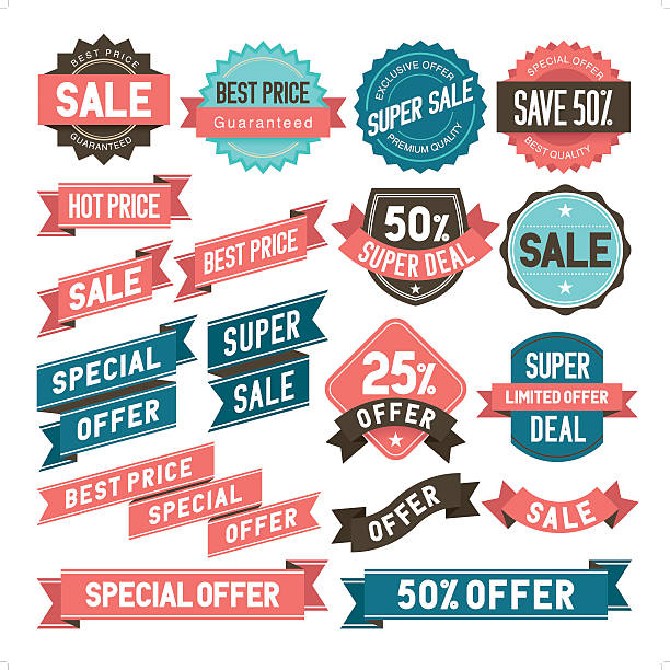 bargain & sale stickers vector art illustration
