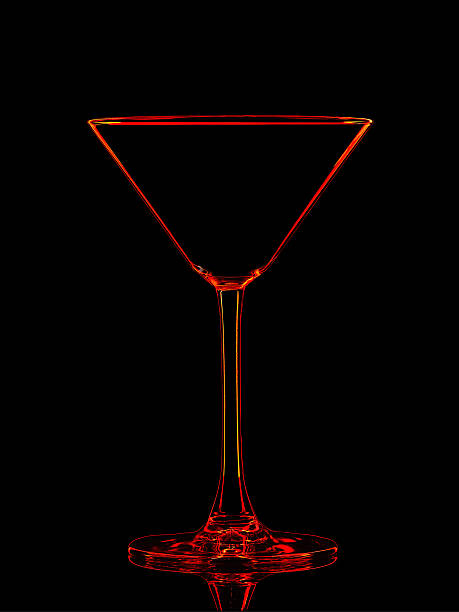 istock Silhouette of red martini glass with clipping path on black 612491990