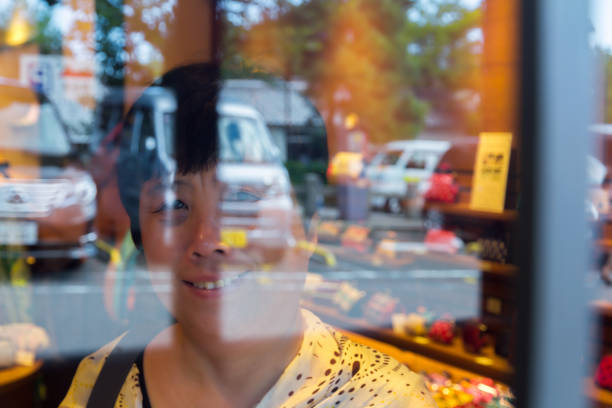 istock Woman, shop and street multi-exposure 612492010