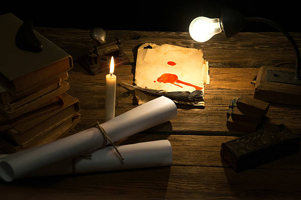 istock Writing a letter with quill and sealing. Vintage 612493062