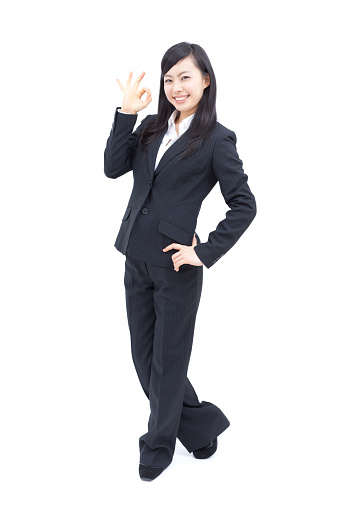 Japanese Woman Wearing A Black Suit Stock Photo - Download Image Now ...