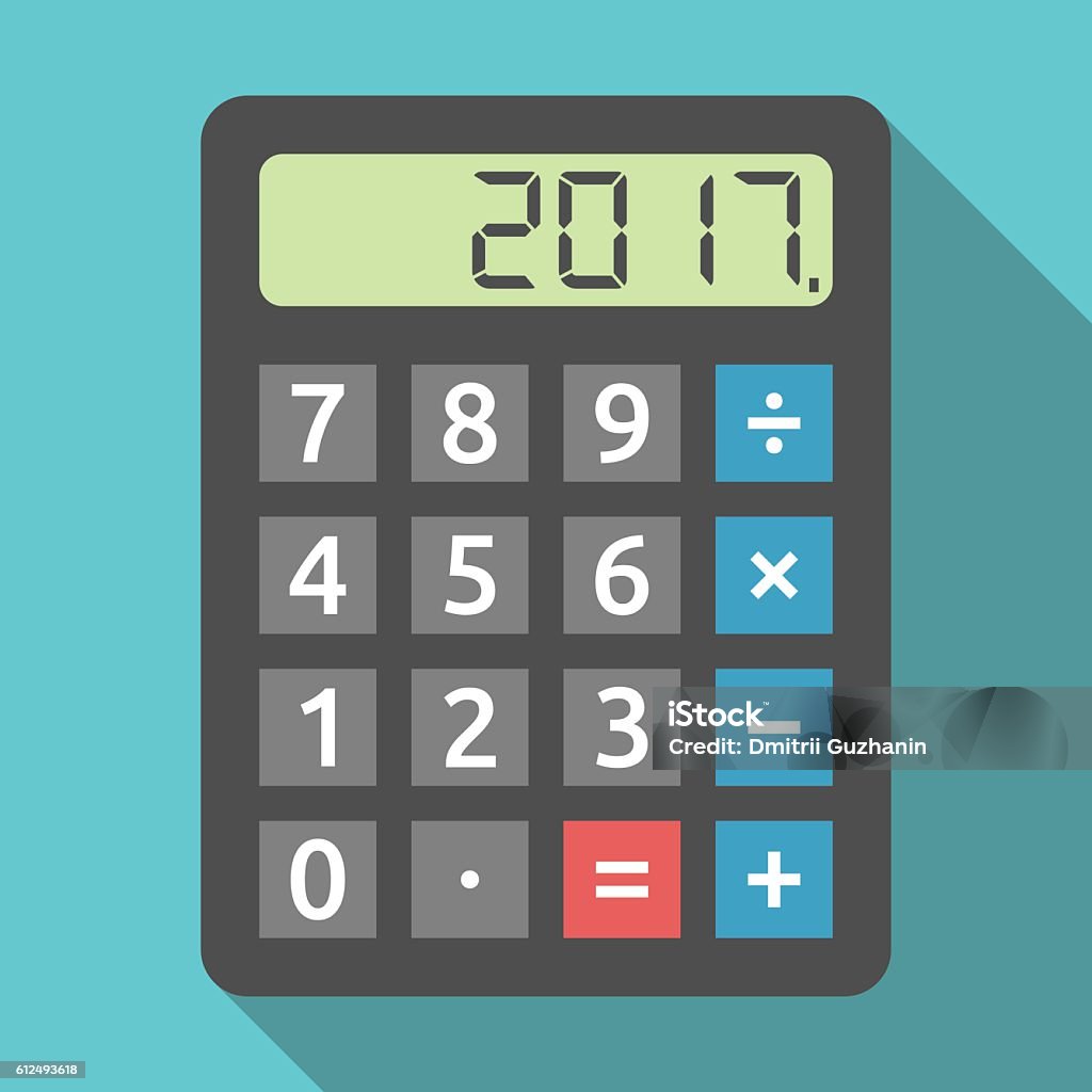 Calculator showing 2017 year Digital calculator showing 2017 number. Planning, tax and accounting concept. Flat design. EPS 8 vector illustration, no transparency Calculator stock vector