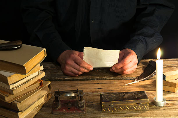 istock Man reading a letter. Vintage 612493826