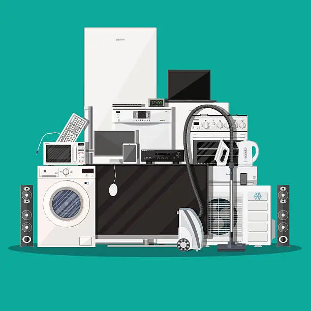 Vector illustration of Household Appliances and Electronic Devices