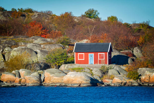 istock Red hut at Swedish Islet 612495676