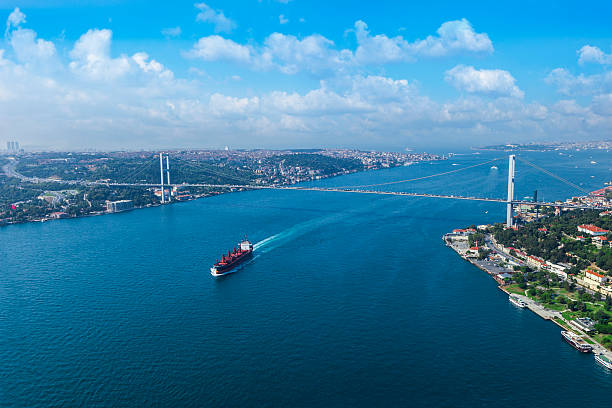 istambul  - aerial view bosphorus bridge bosphorus bridge - fotografias e filmes do acervo