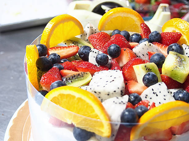 istock close up colorful mix fruit cake topping 612497434